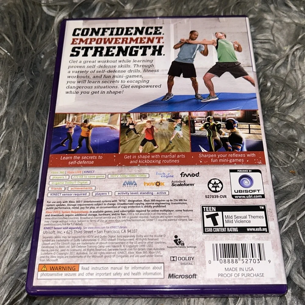 Microsoft XBOX Kinect SELF-DEFENSE Training Camp Video Game Disc/Manuel GUC